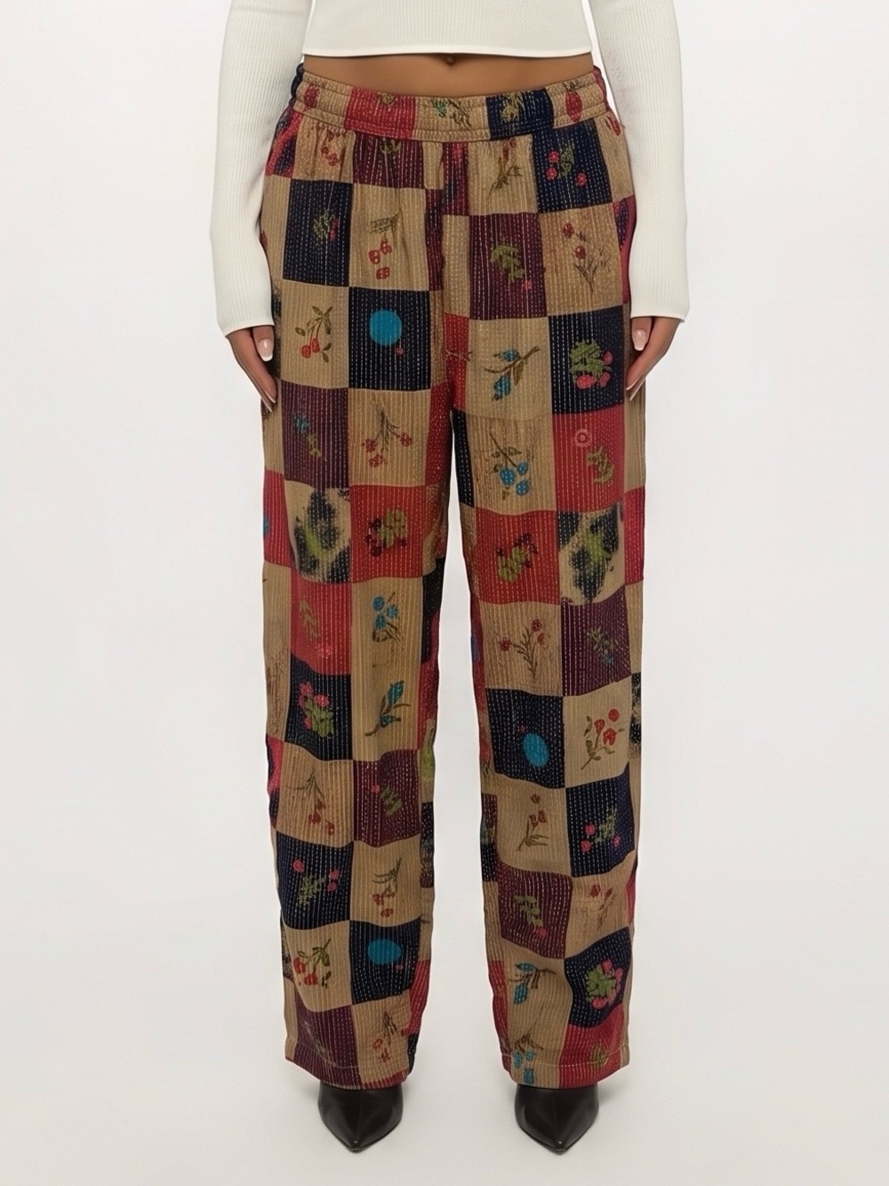 UO Patchwork Style Loose Fit Pants Small